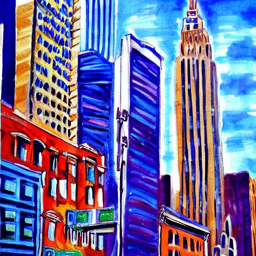 Prompt: downtown new york painting by kimpt