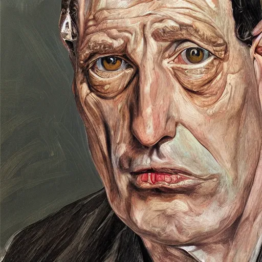 Prompt: high quality high detail painting by lucian freud, hd, portrait of batman