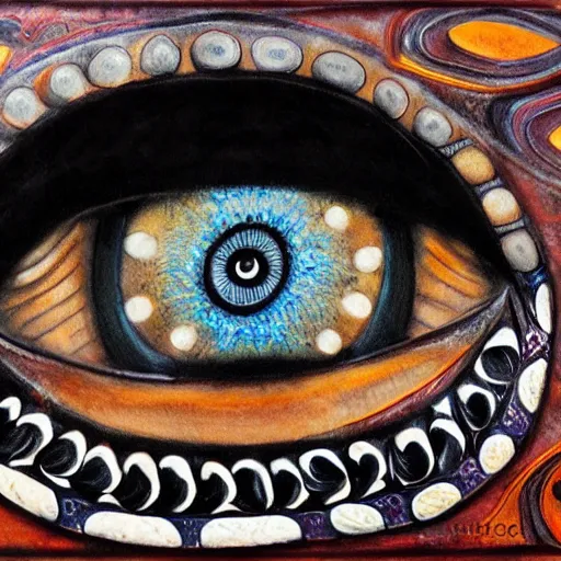 Image similar to eyes , maori art