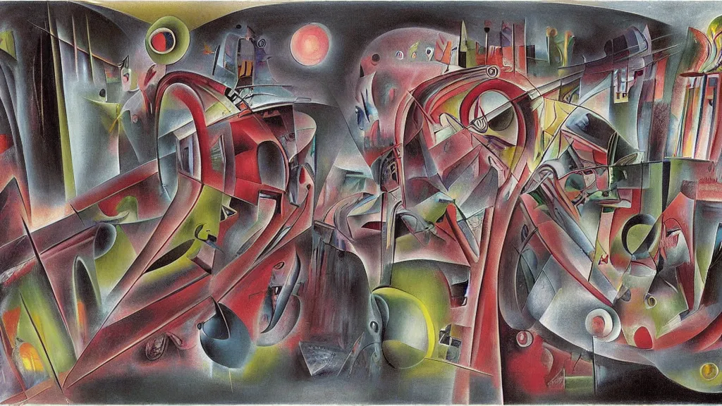 Image similar to A Vision of Interdimensional Transport, by Roberto Matta