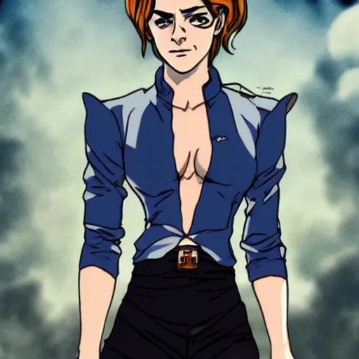 Prompt: Emma Watson drawn in Jojo's Bizarre Adventure