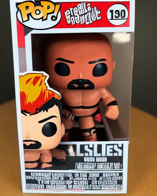 Prompt: A wrestler Funko Pop. Photographic, photography