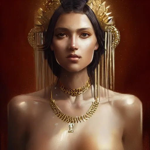 Image similar to a beautiful portrait of a goddess with diamond skin by greg rutkowski and raymond swanland, trending on artstation, ultra realistic digital art