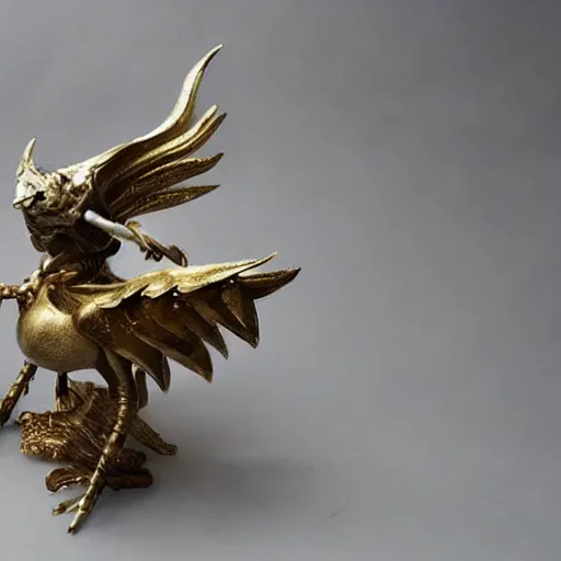 Prompt: white marble with gold accents, an eye with wings and fangs by ellen jewett