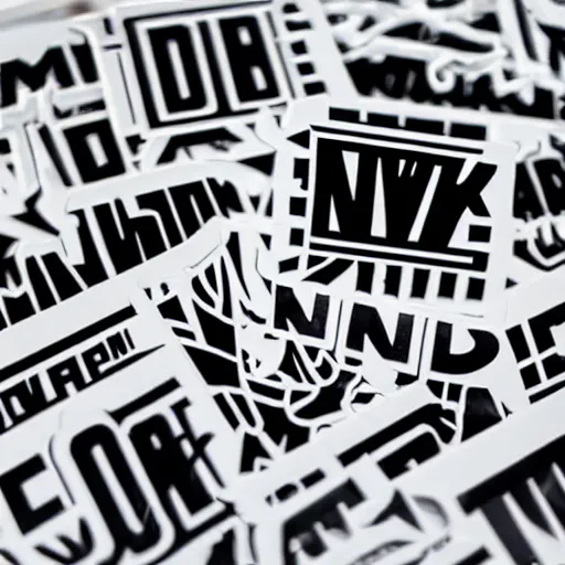 Image similar to black on white typography stickers writtern tomek in style of david rudnick, eric hu, y 2 k, brutalism