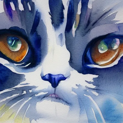 Image similar to ragdoll cat highly detailed watercolor painting