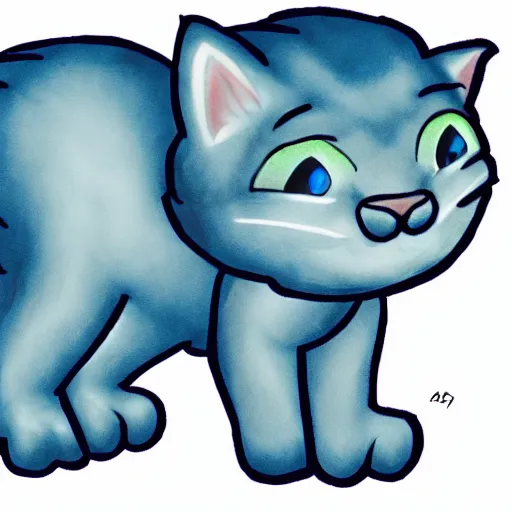 Prompt: a blue cat with water powers,realistic illustration