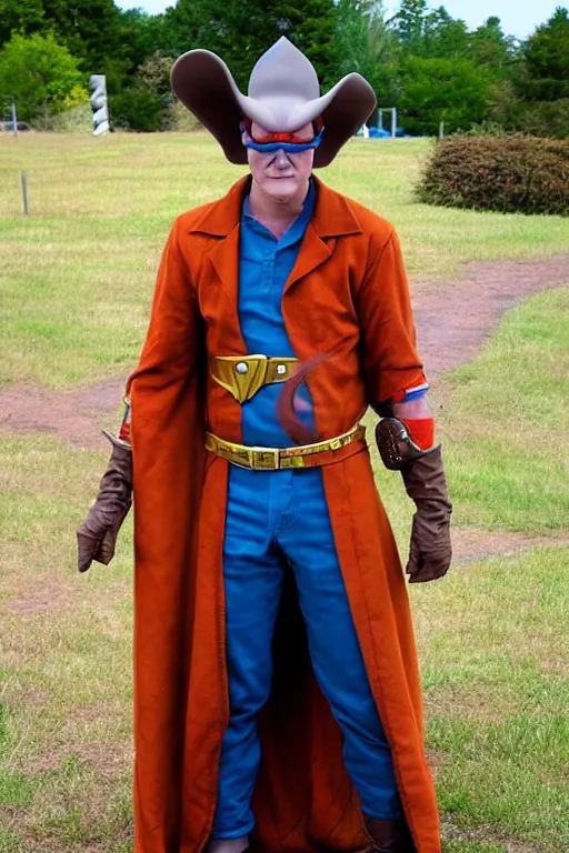 Image similar to character costume photograph of a character in a film set in a world inspired by jean giraud moebius and geoff darrow