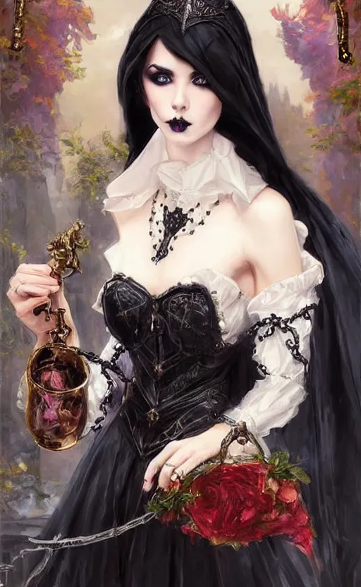 Image similar to Alchemy Imperial Princess knight gothic girl. By Konstantin Razumov, highly detailded