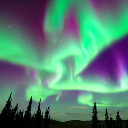 Prompt: Aurora borealis localized entirely within a kitchen