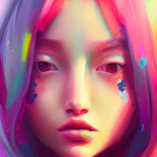 Prompt: portrait of teen girl, art by Ross tran, vivid color palette, digital painting, 3D, octane render, post process in Photoshop, highly detailed