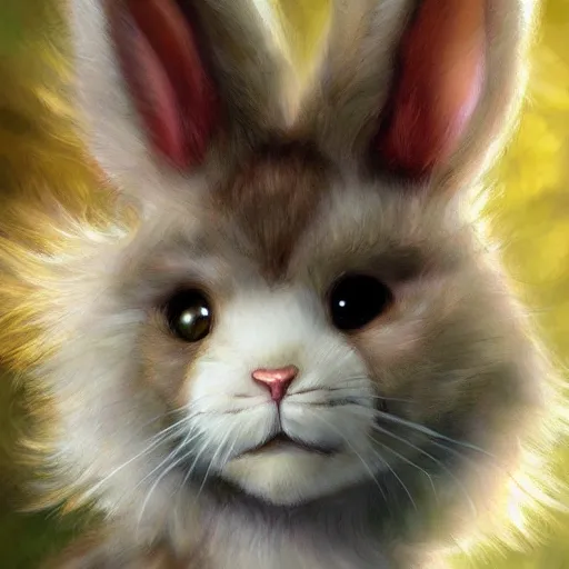 Prompt: cute anthropomorphic bunny, green eyes, light brown fur, anime, wlop, artgerm, royo