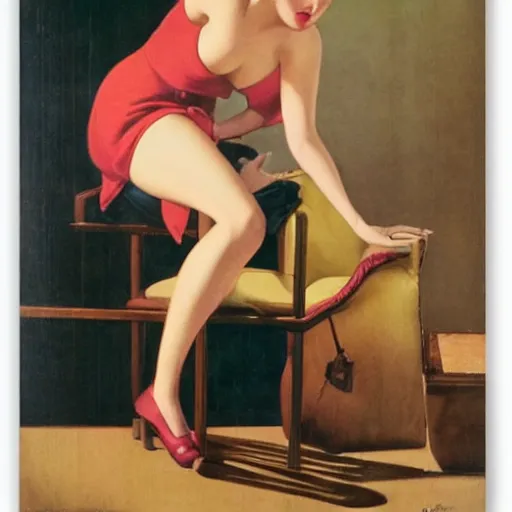 Prompt: woman, building, by gil elvgren, olivia