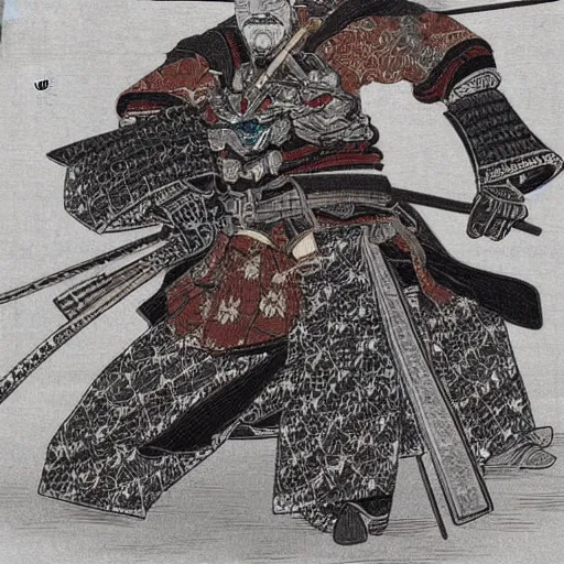 Image similar to samurai dwarves, japanese fine art, intricate details