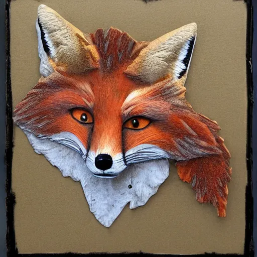 Image similar to an abstract icon depicting a fox, 3d