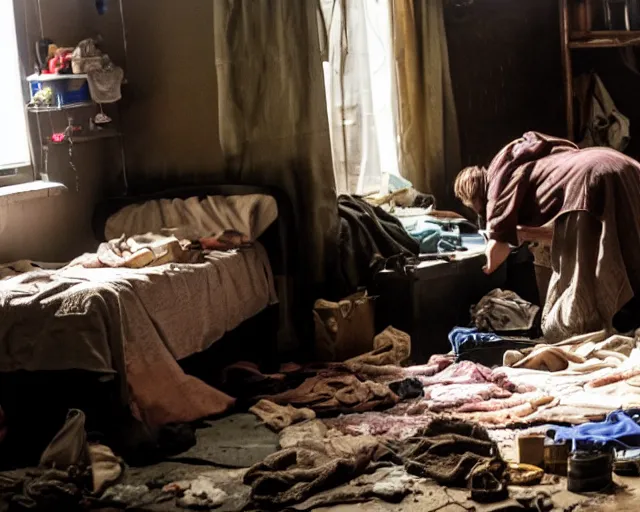 Image similar to very very very dirty room, depression scene