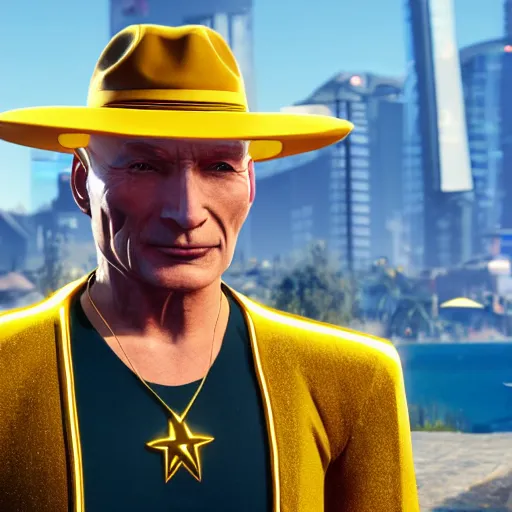 Prompt: glowing sombrero captain picard wired sunglasses tng huge hat huge hat, in cyberpunk 2 0 7 7 cp 2 0 7 7