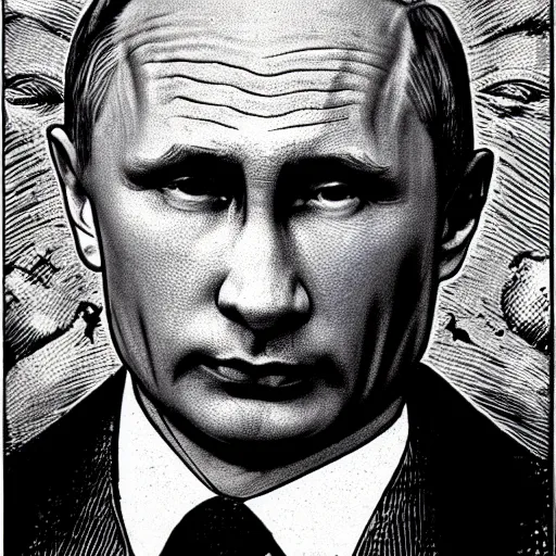 Image similar to vladimir putin. masonic lithography