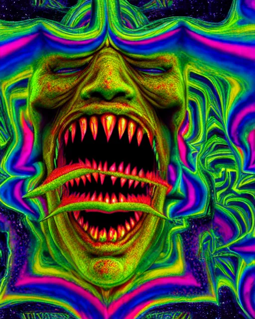 Prompt: film still of a monster, psychedelic 4 k ultra detailed