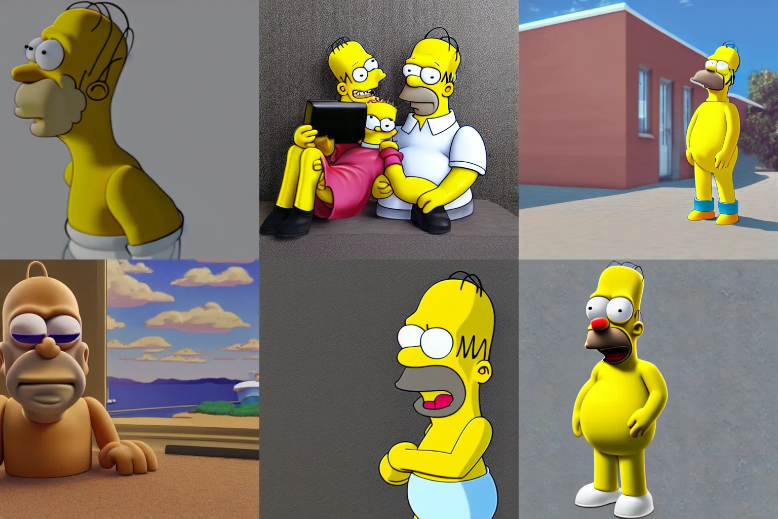 Prompt: Homer Simpson 3d photo realistic render