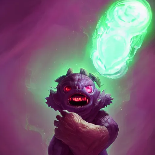 Image similar to monster embryo, glowing incubated human embryo, magic smoke surrounding, violet and dark theme. dark masterpiece trending on artstation, 8 k, sharp high quality artwork in style of jose daniel cabrera pena and greg rutkowski, concept art by tooth wu, blizzard warcraft artwork, hearthstone artwork