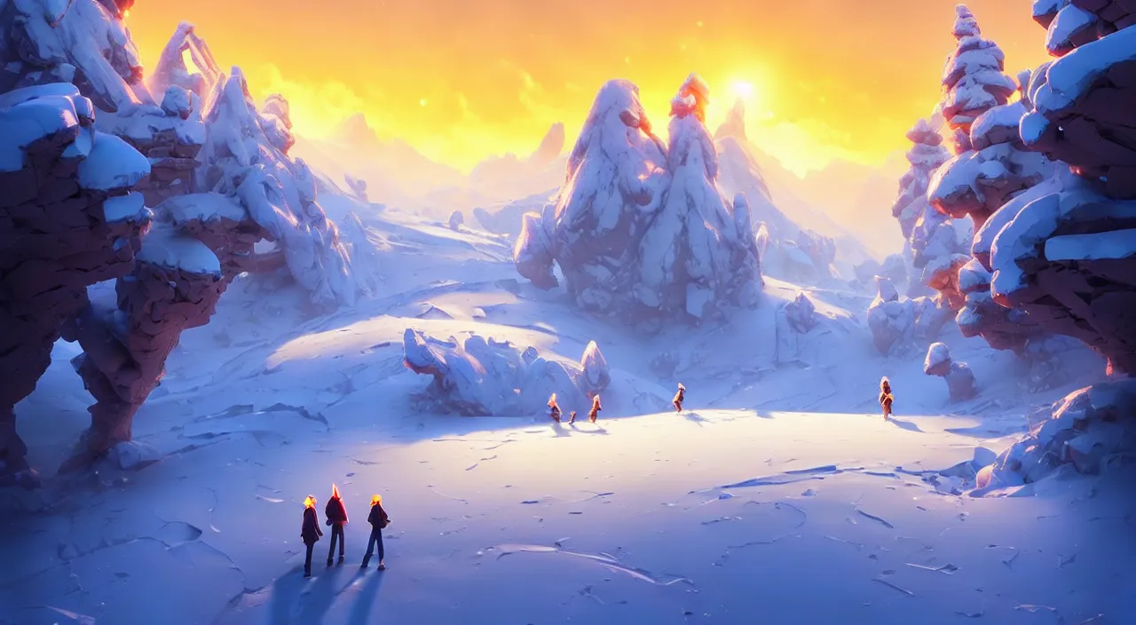 Prompt: snow landscape at sunrise ,yellow rose, in marble incrusted of legends heartstone official fanart behance hd by Jesper Ejsing, by RHADS, Makoto Shinkai and Lois van baarle, ilya kuvshinov, rossdraws global illumination