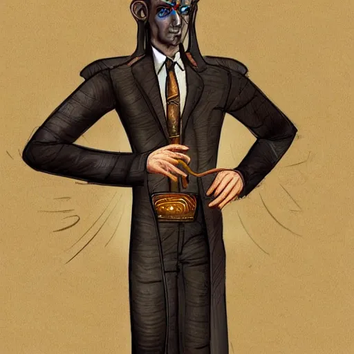 Image similar to dagoth ur in a tuxedo straightening his tie photo realistic very very very realistic expertly detailed d&d