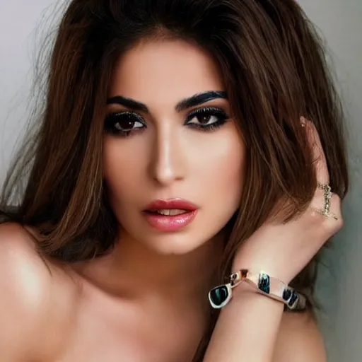 Prompt: haifae wahbi charming sexy photo portrait