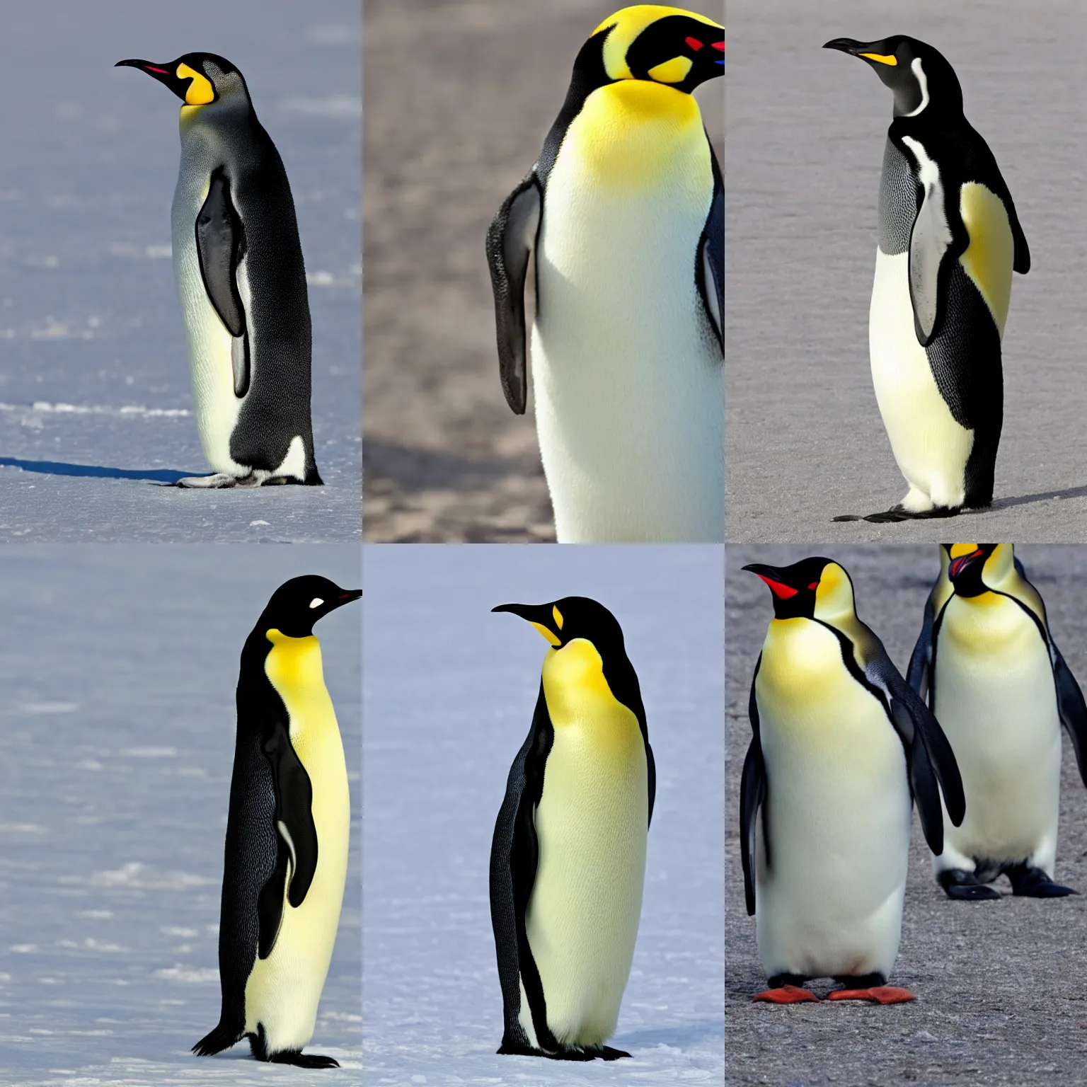 Prompt: an emperor penguin with blond messy hair