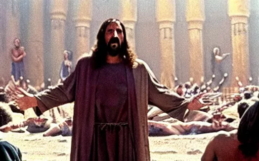 Prompt: a still of adam sandler as jesus christ in jesus christ superstar (1973)