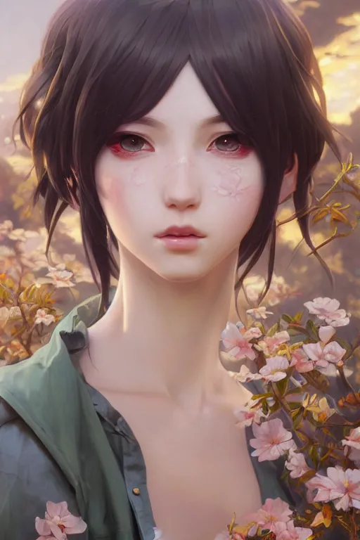 Image similar to painting of anime girl,, ultra realistic, sharp details, subsurface scattering, intricate details, warm lighting, beautiful features, highly detailed, photorealistic, octane render, 8 k, unreal engine, art by artgerm and greg rutkowski and alphonse mucha