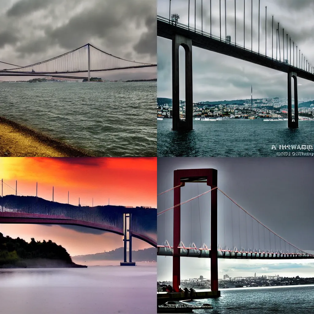 Prompt: bosphorus bridge, cloudy weather, realistic