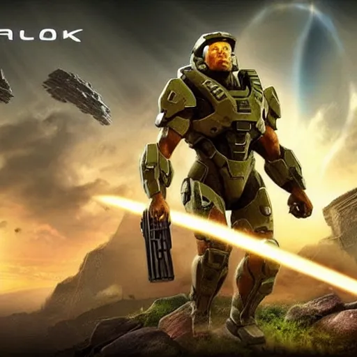 Image similar to Dwayne Johnson in Halo. screenshot.