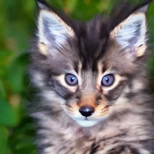 Image similar to a super cute maine coon coyote kitten