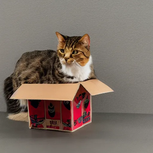 Prompt: a cat sitting in a box