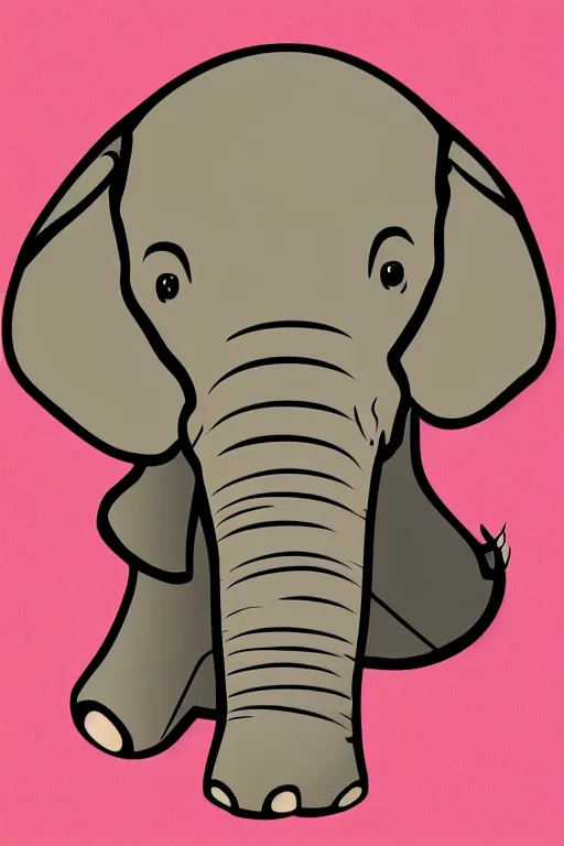 Image similar to A portrait of a baby elephant, sticker, colorful, illustration, smooth and clean vector curves, no jagged lines, vector art, smooth