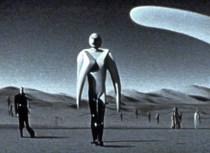 Prompt: scene from the 1 9 8 1 science fiction film the day the earth stood still