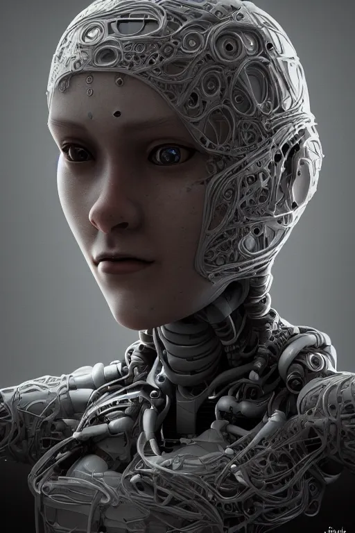 Prompt: portrait of a female robot mother, intricate, dystopian, toy, sci - fi, extremely detailed, digital painting, sculpted in zbrush, artstation c