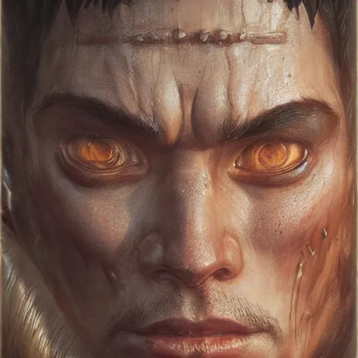 Prompt: guts from berserk as a realistic fantasy d & d character, close - up portrait art by donato giancola and greg rutkowski, realistic face, digital art, trending on artstation