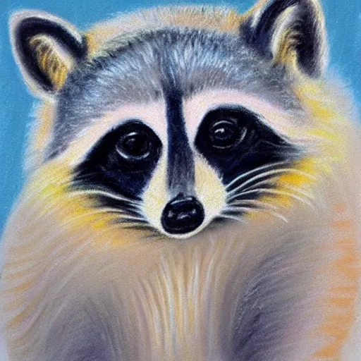Prompt: pastel painting of a cute raccoon working hard