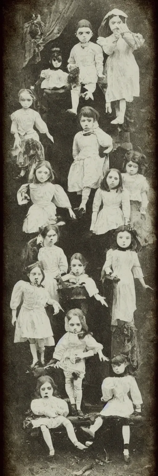 Prompt: creepy Kids Photo Victorian Children , Vintage Horror , Weird , Vintage Photo Art , memento mori