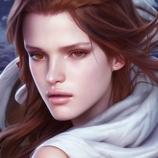 Image similar to ultra realistic illustration, bella thorne as tiff from final fantasy 7, intricate, elegant, highly detailed, digital painting, artstation, concept art, smooth, sharp focus, illustration, art by artgerm and greg rutkowski and alphonse mucha