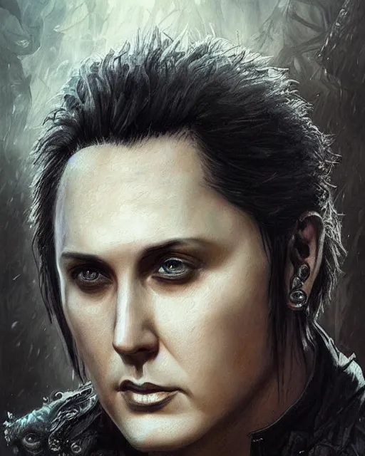 Image similar to synyster gates ( avenged sevenfold ), hyper realistic face, beautiful eyes, fantasy art, in the style of greg rutkowski, intricate, hyper detailed, smooth