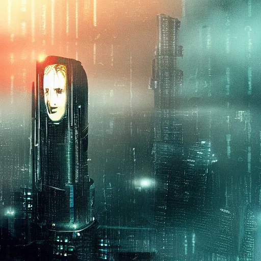 Prompt: blade runner style image of a giant crypto monster