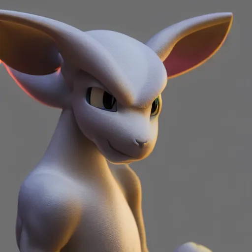 Image similar to photography of a realistic mewtwo animal, ultra detailed, 8 k, cinematic lighting, natural background, trending on artstation, pokemon