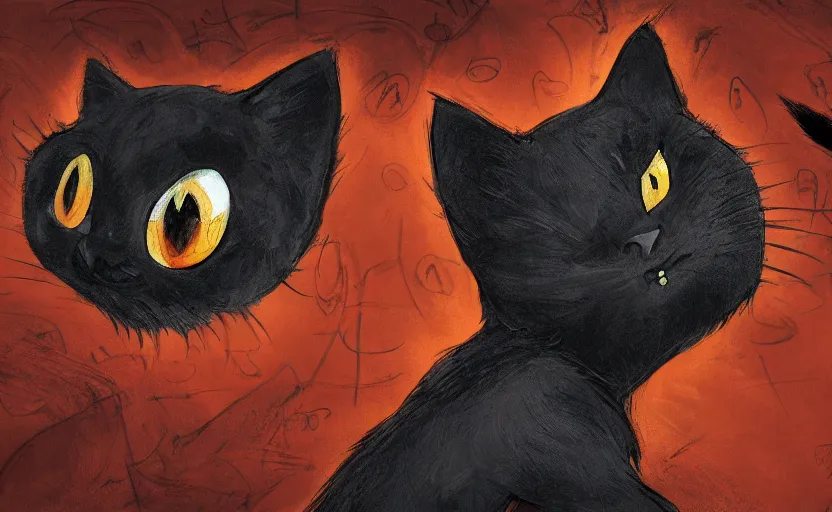 Prompt: black cat mascot character, digital painting, portrait, 4k wallpaper, intricate detailed brush strokes, masterpiece, cute, chibi, beautiful, gorgeous, stunning, meticulous composition, unique design, by Junji Ito, by Frank Frazetta, by Takashi Murakami, by Kentaro Miura, by Monet, by Rembrandt, by Michelangelo