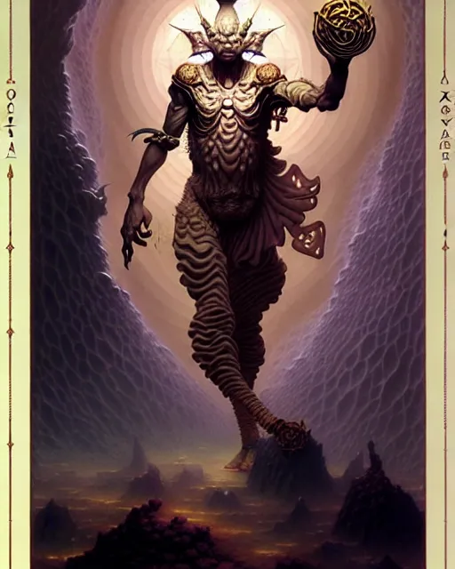 Image similar to the fool tarot card, fantasy character portrait made of fractals, ultra realistic, wide angle, intricate details, the fifth element artifacts, highly detailed by peter mohrbacher, hajime sorayama, wayne barlowe, boris vallejo, aaron horkey, gaston bussiere, craig mullins