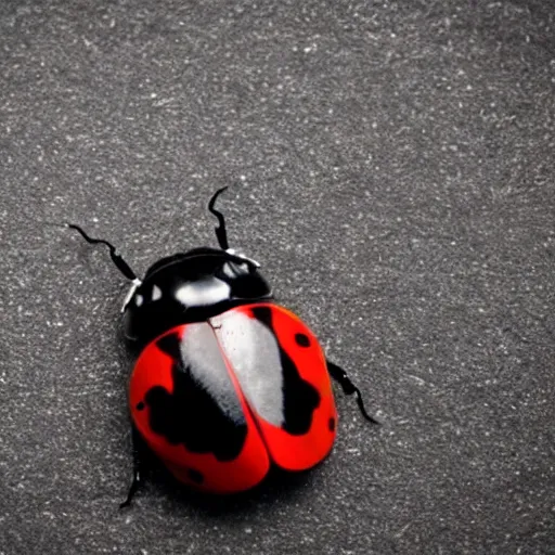 Prompt: ladybug with metal prosthetic limbs