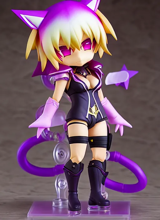 Image similar to arty kda ahri from league of legends nendoroid full body hyperdetalied, hero action pose, osamu tezuka, macoto takahashi, chibi, q posket, 8 k realistic, 3 d, cryengine, exquisite, two hands, focus, symmetrical face, artstation, frostbite 3 engine, cryengine