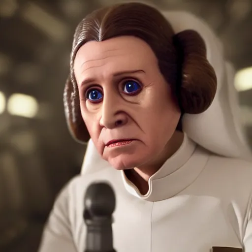 Image similar to joe biden as princess leia in star wars episode 6, 8k resolution, full HD, cinematic lighting, award winning, anatomically correct